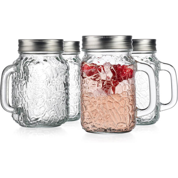 August Grove® Berdia 4 Piece 16oz. Glass Mason Jar Glassware Set